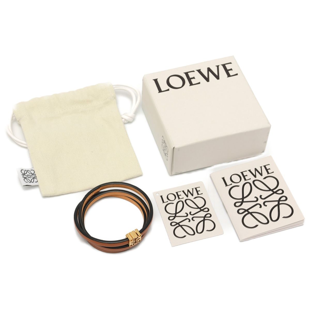 ロエベ/LOEWE アナグラム ツイスト バングル / レザー ブレスレット