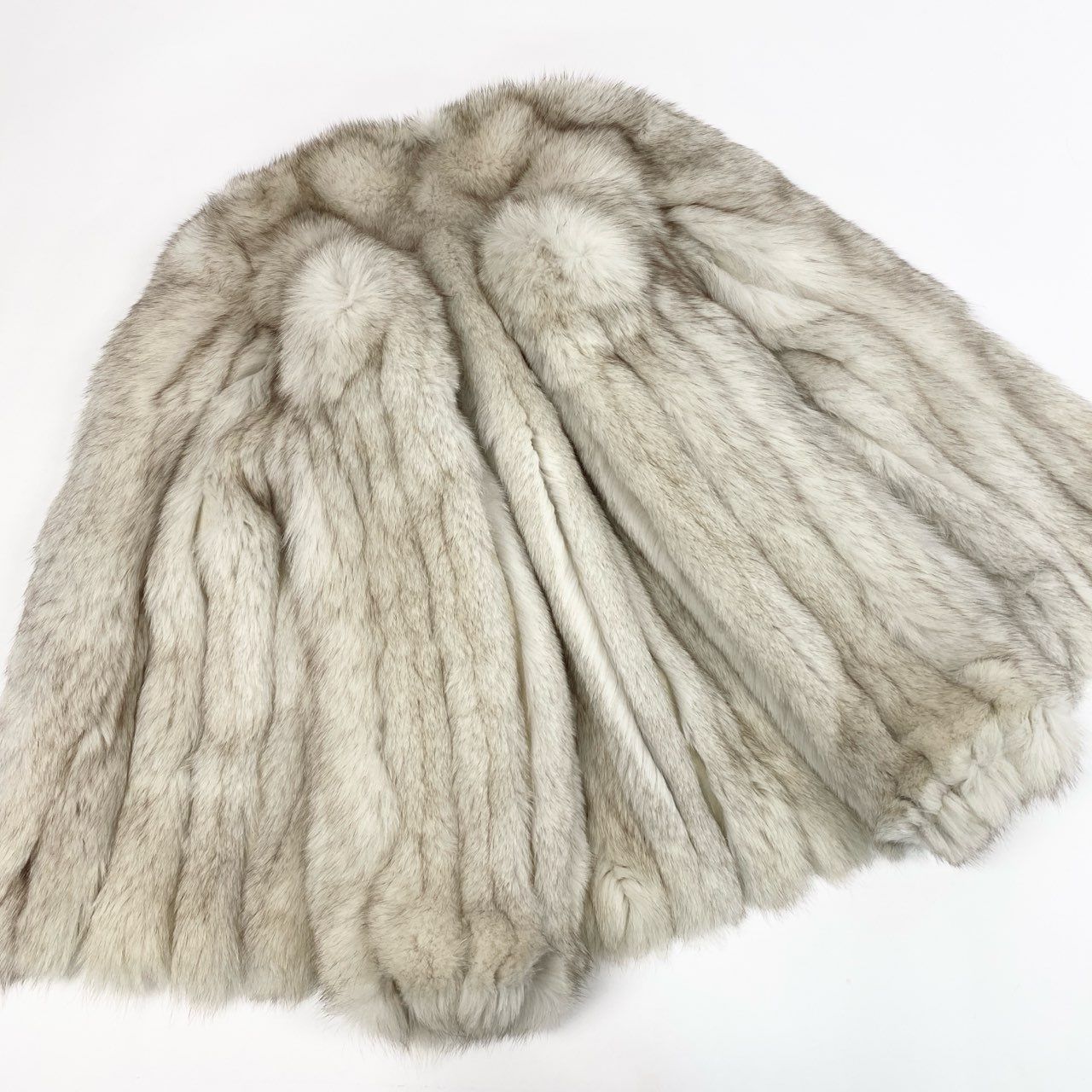 71a15 ブルーフォックス 極厚 ファーコート サイズF ホワイト 本毛皮