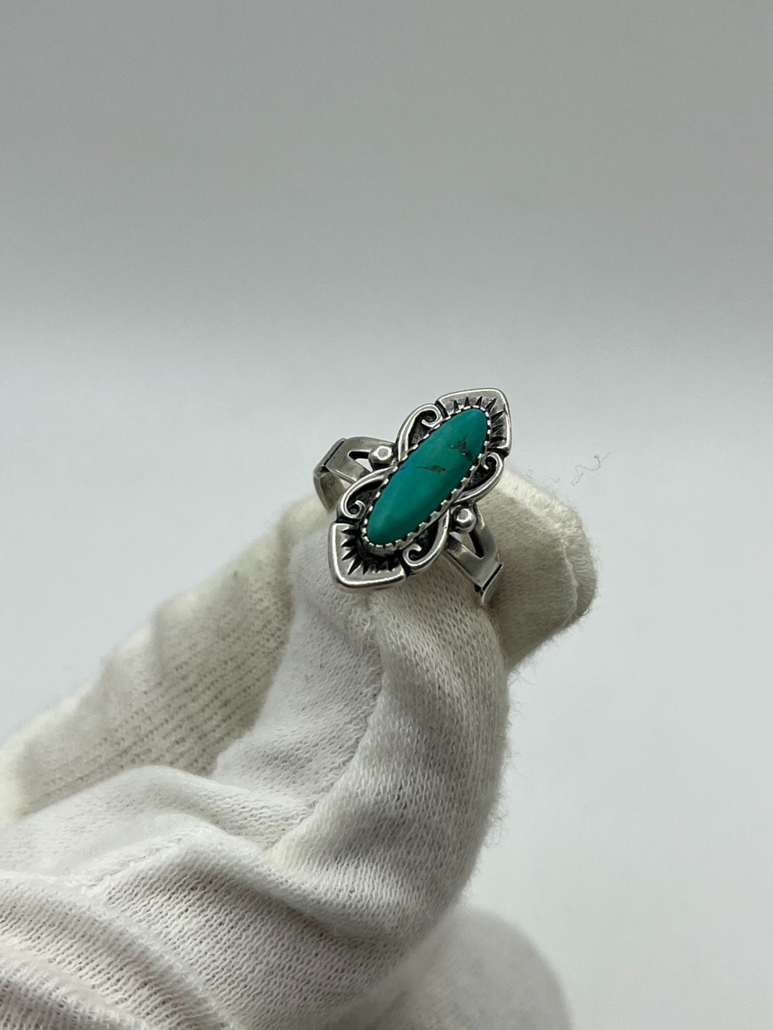 ヴィンテージ ナバホ族 ターコイズ リング スターリング刻印 11号