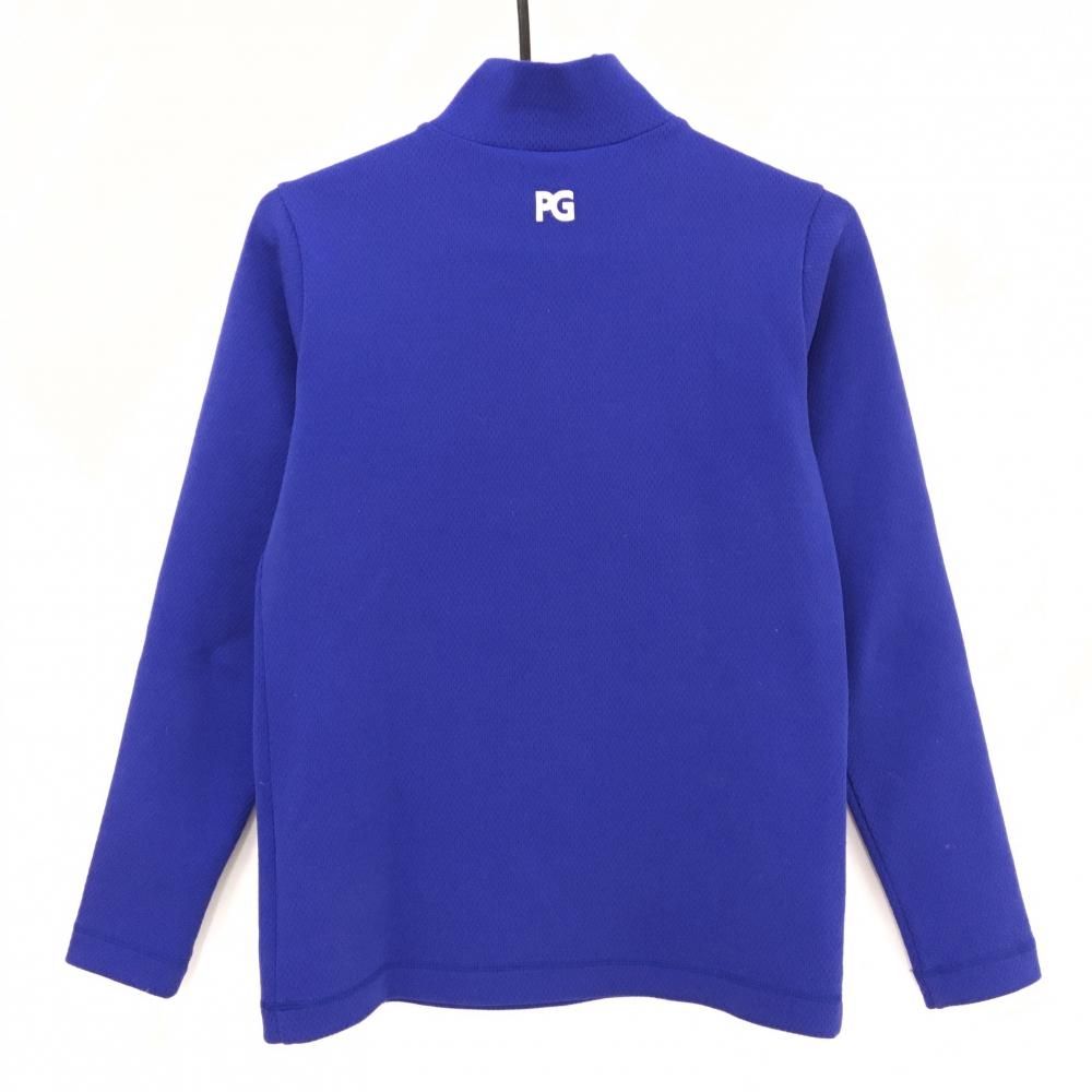 超美品】パーリーゲイツ 長袖ハイネックシャツ ブルー×白 ビッグロゴ