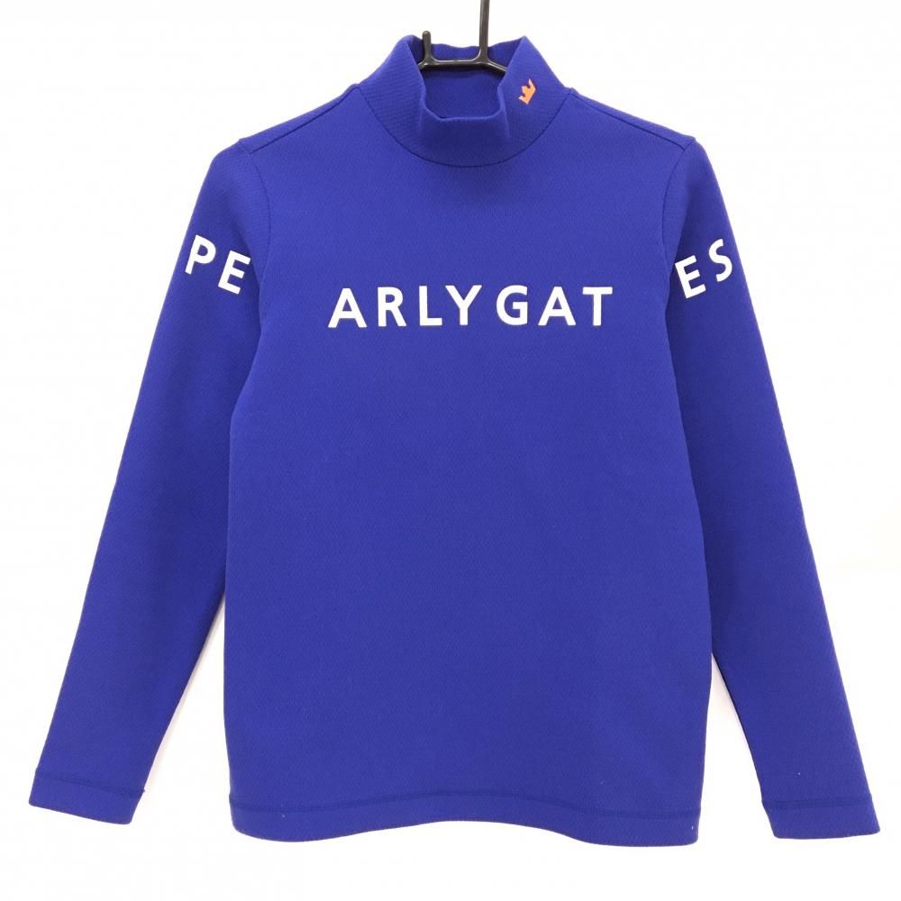 超美品】パーリーゲイツ 長袖ハイネックシャツ ブルー×白 ビッグロゴ