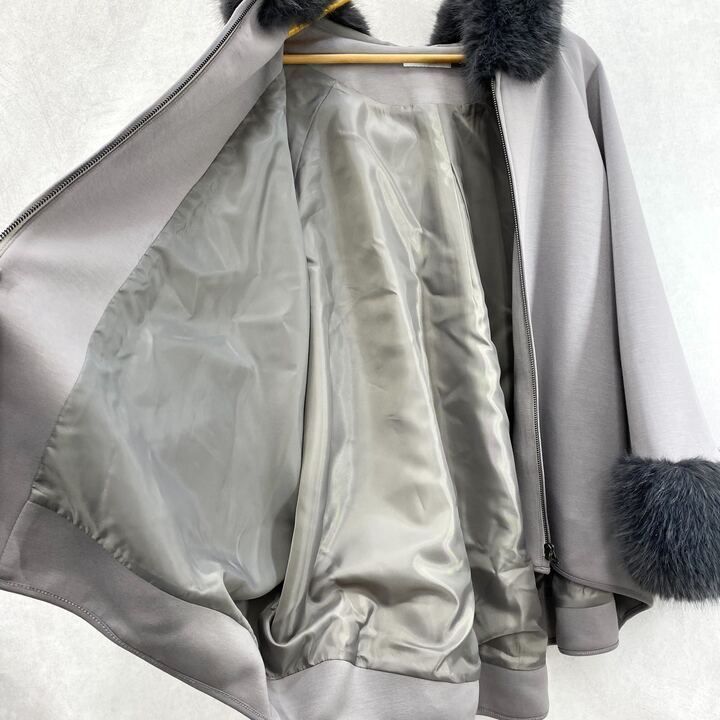 美品 FENNEL フェンネル ポンチョ ライク ファーコート SL-379