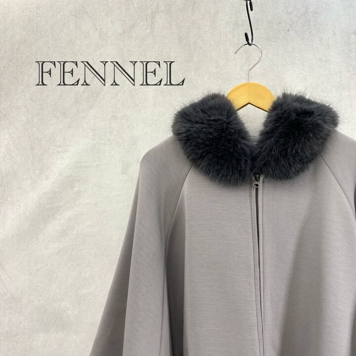 美品 FENNEL フェンネル ポンチョ ライク ファーコート SL-379 