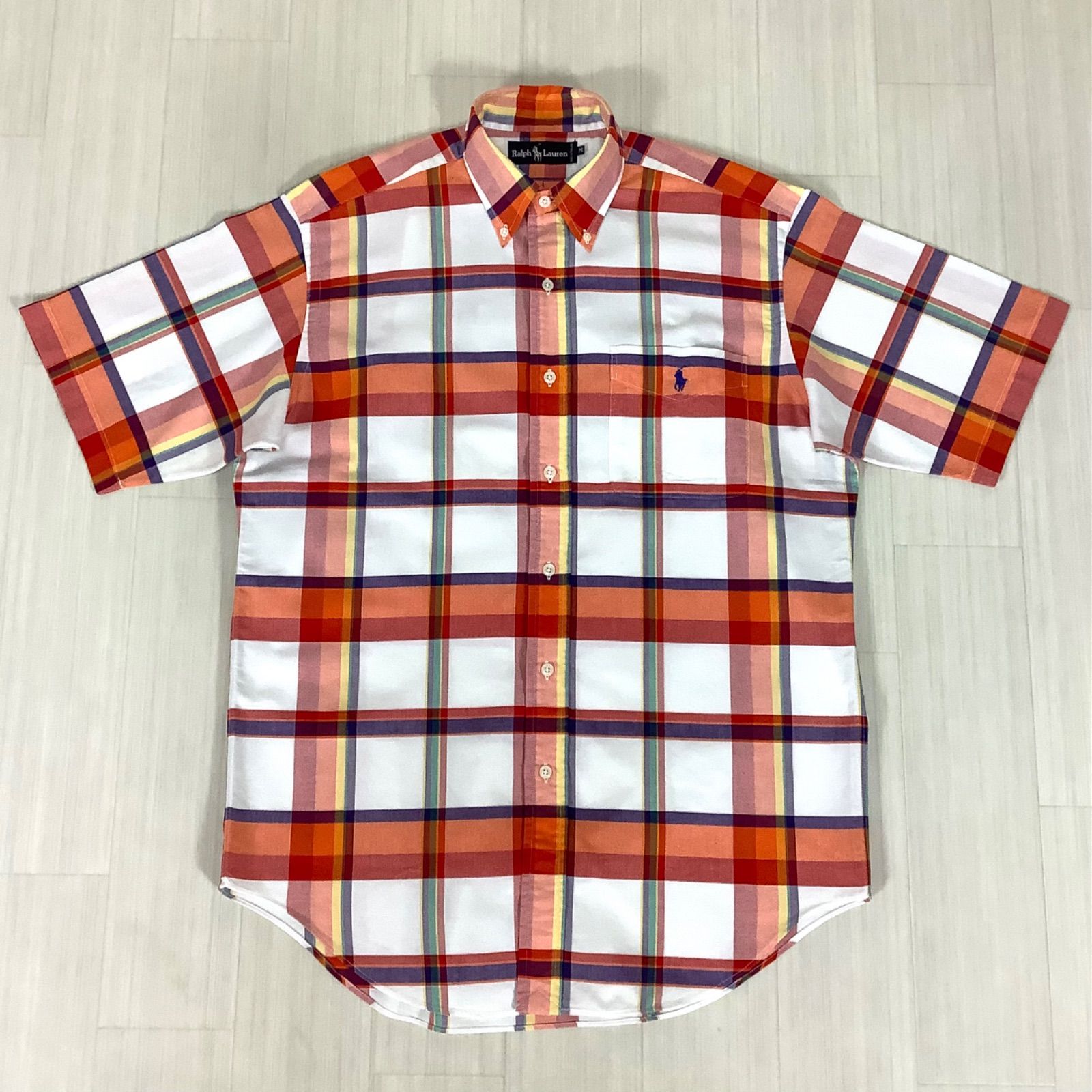 美品】RALPH LAUREN ラルフローレン ボタンダウン 半袖シャツ M 