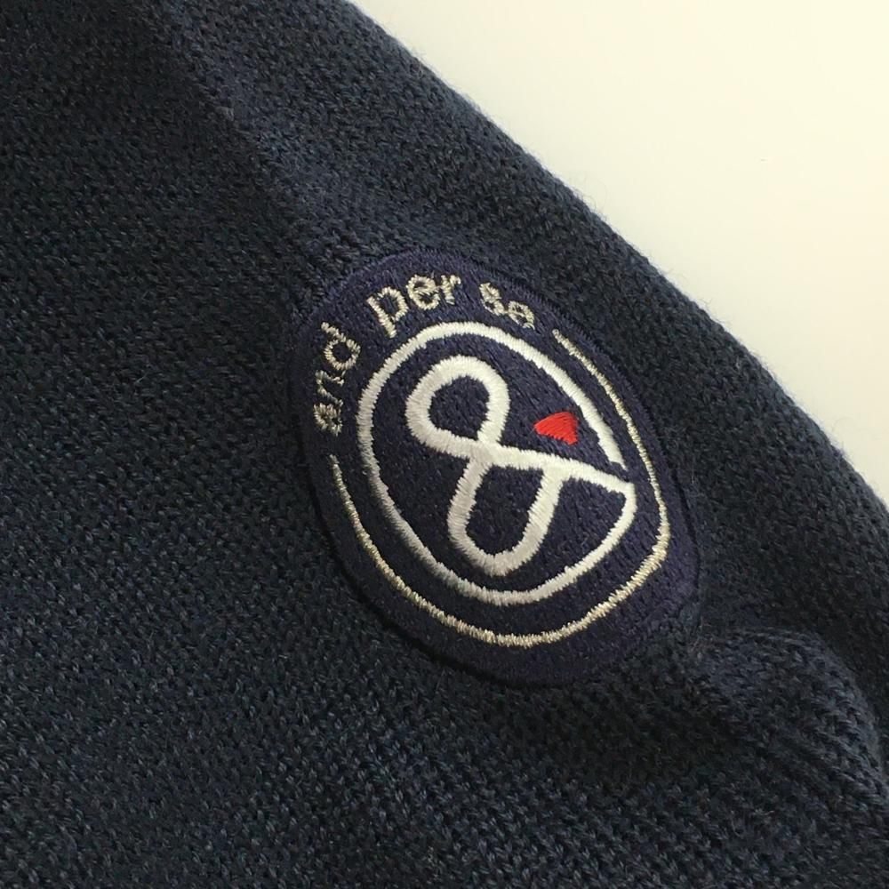 超美品】アンパスィ セーター ネイビー×白 前面・袖ドット ロゴさがら