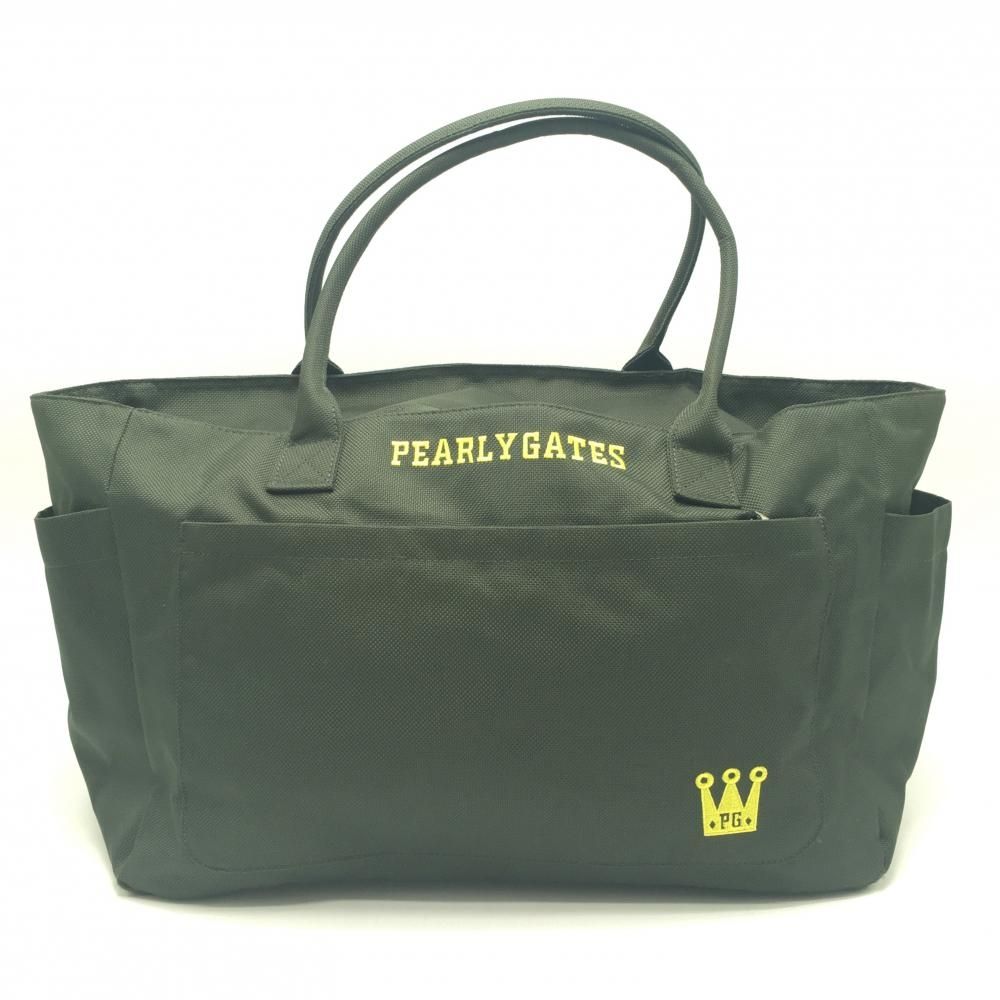 美品】パーリーゲイツ ロッカーバッグ カーキ×イエロー ロゴ刺しゅう