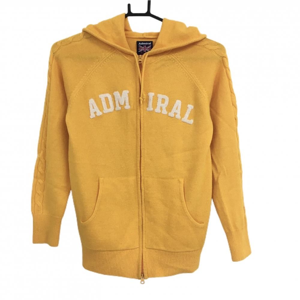 アドミラル ニットジップパーカー オレンジ ウール混 ロゴ レディース