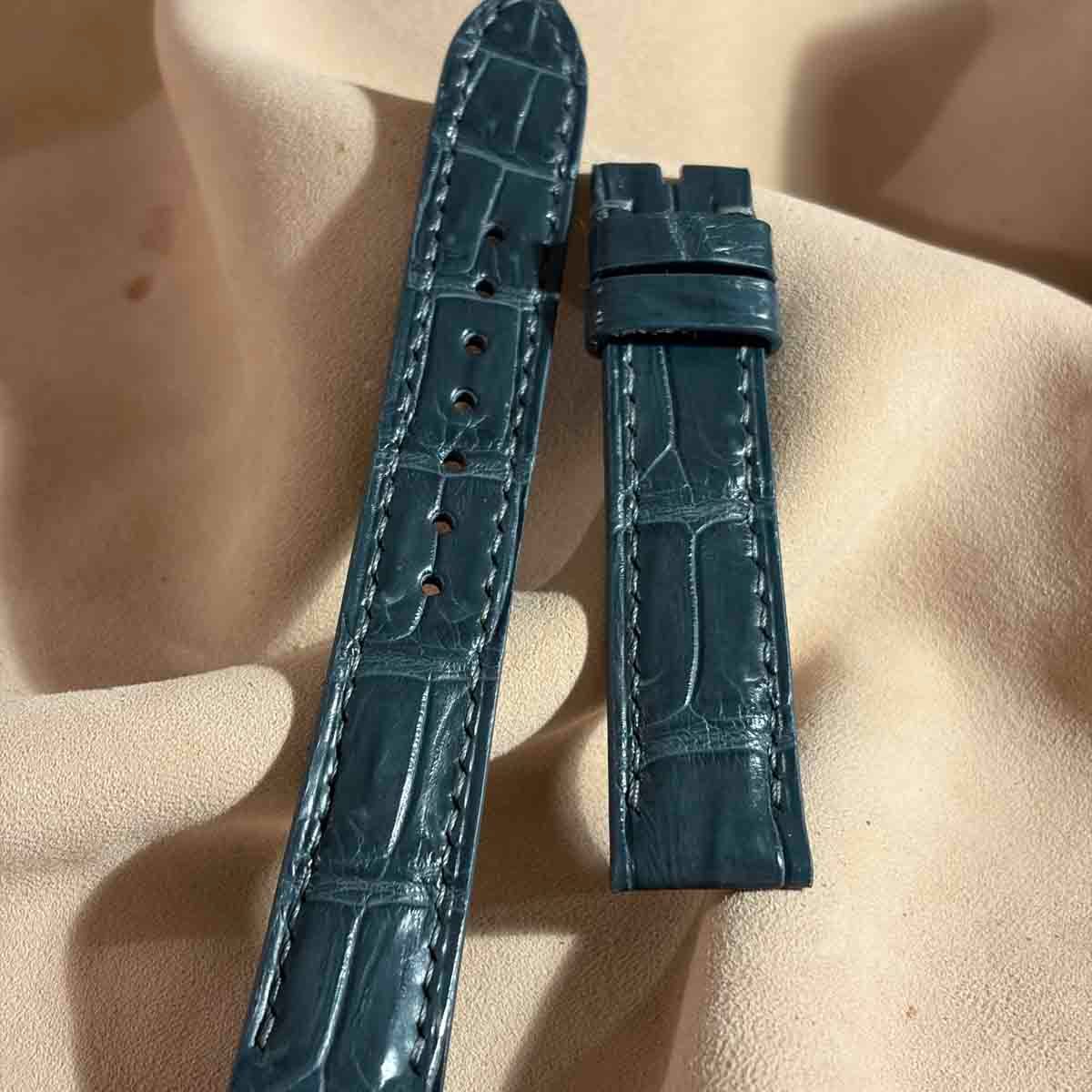 cro-2017 クロコダイル 腕時計ベルト ブルーグレー (ラグ幅18 mm