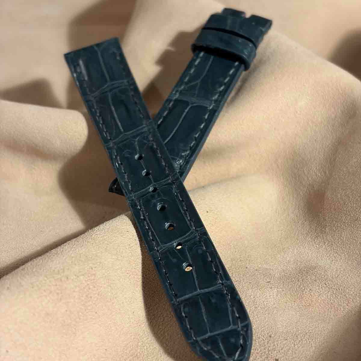 cro-2017 クロコダイル 腕時計ベルト ブルーグレー (ラグ幅18 mm