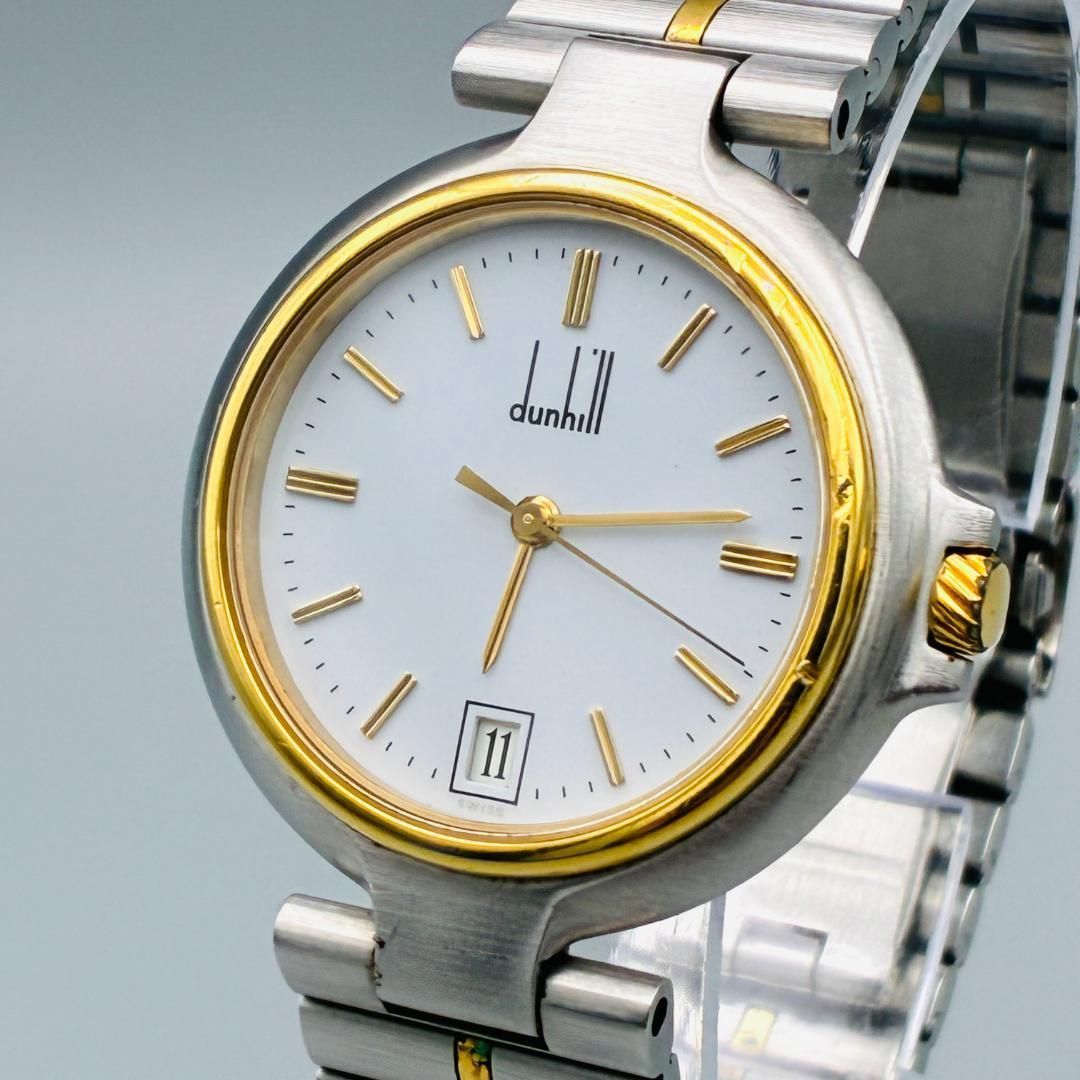 稼働品 dunhill ダンヒル クォーツ メンズ 腕時計 コンビ デイト