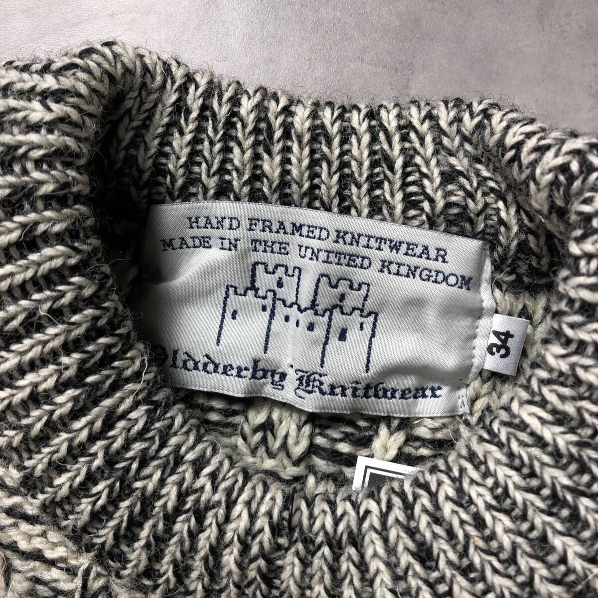 WQ1042○Oldderby Knitwear ：ケーブルニット ○34○ 黒/白系 イギリス 