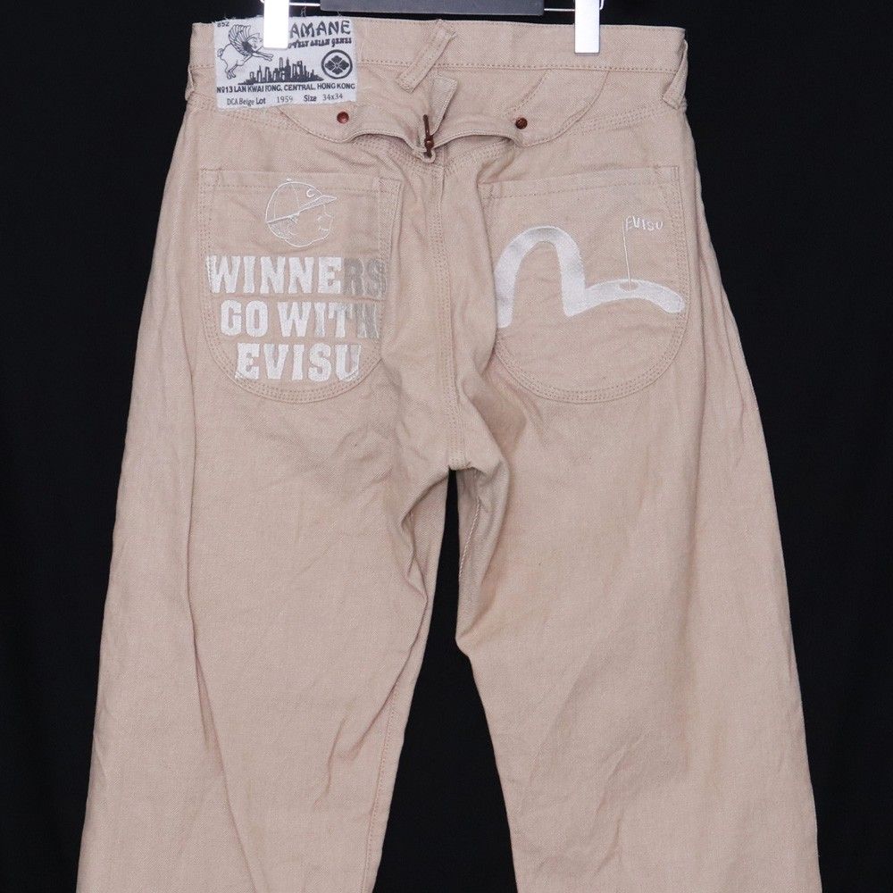 EVISU YAMANE カモメ刺繍 シンチバックパンツ サイズ34 ベージュ