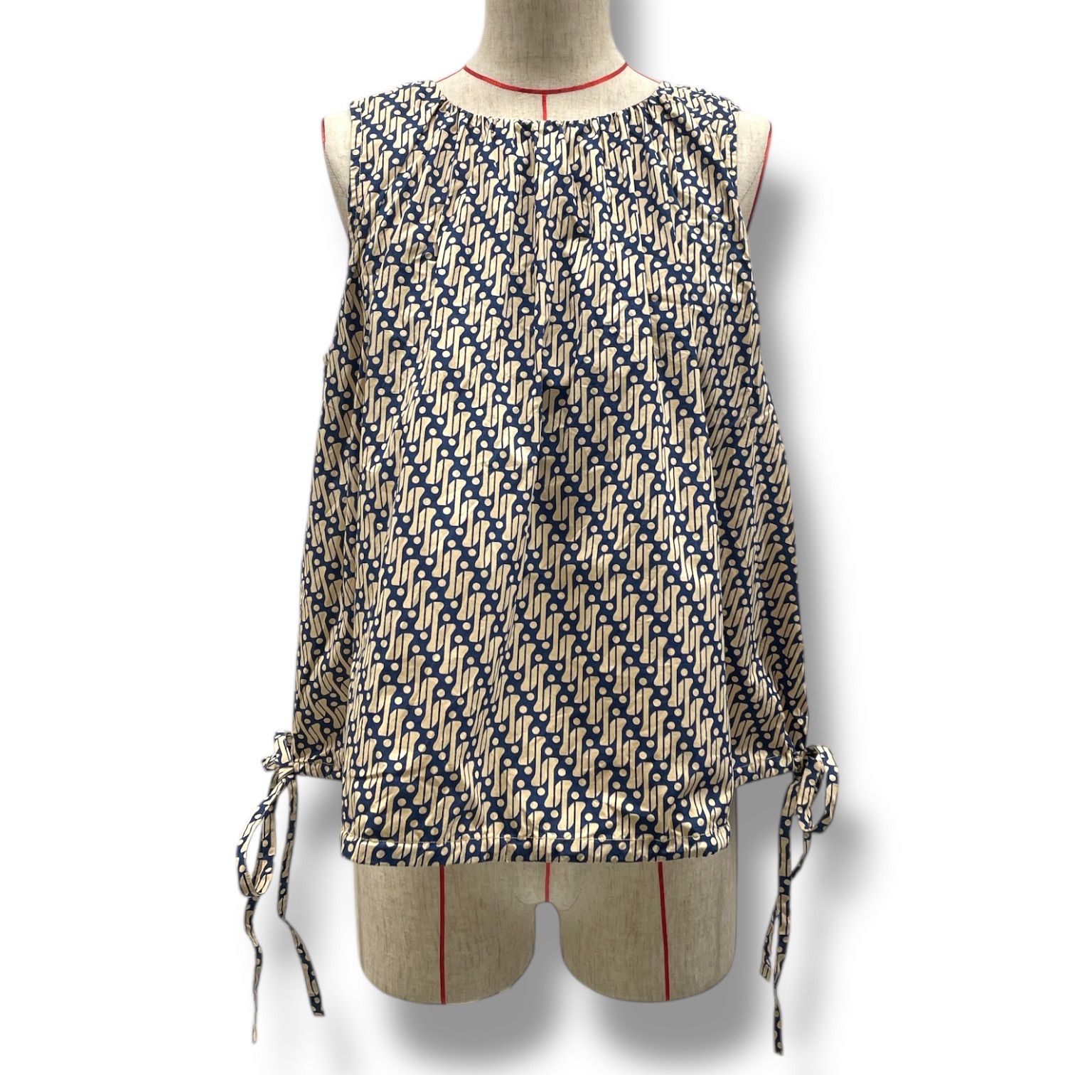 Sara Mallika サラマリカ GEOMETRIC PATTERN GATHER TOP 幾何学 