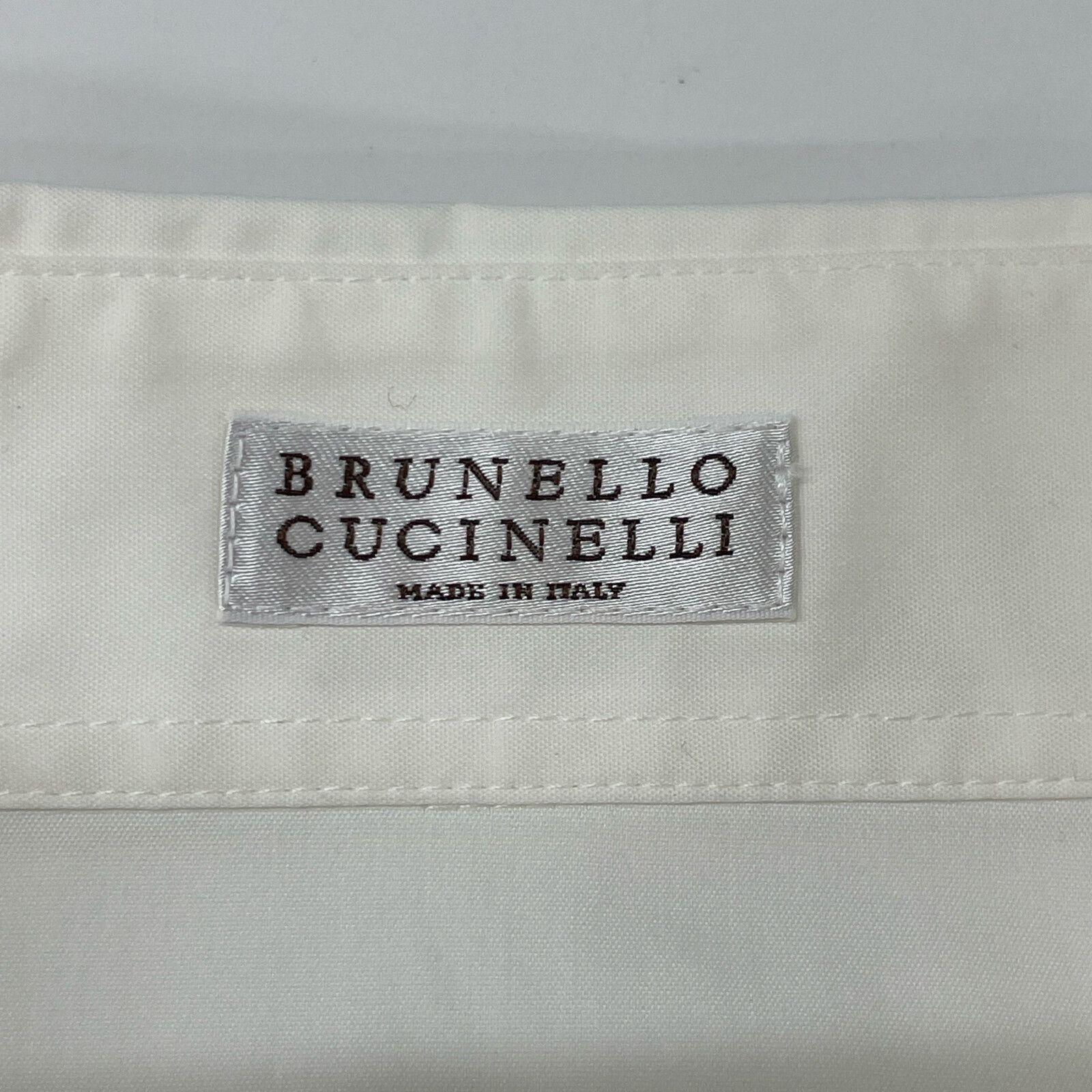 BRUNELLO CUCINELLI ブルネロクチネリ ﾎﾜｲﾄ 20SS ｺｯﾄﾝ混 ﾓﾆｰﾚ装飾 ｼｬﾂ