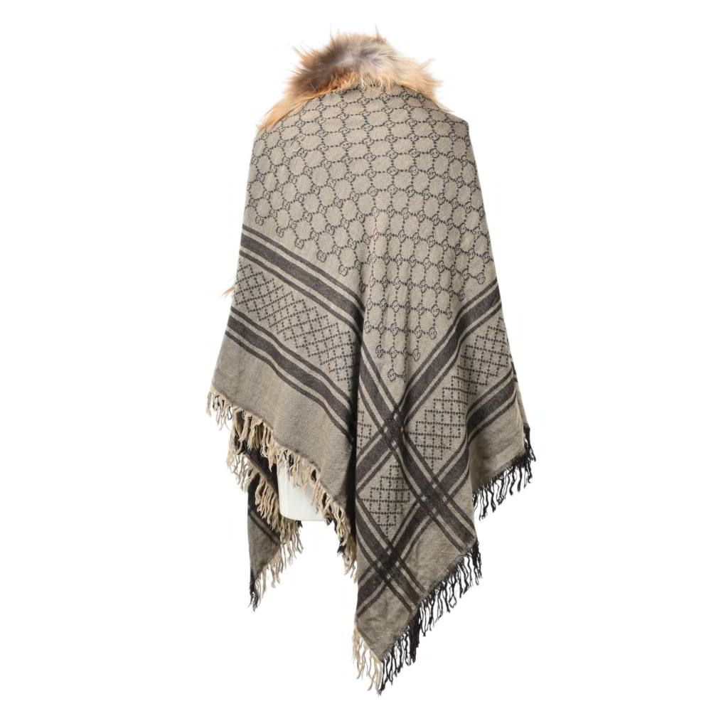 GUCCI フォックスファー付き シルク混 GG柄 ストール マフラー - メルカリ