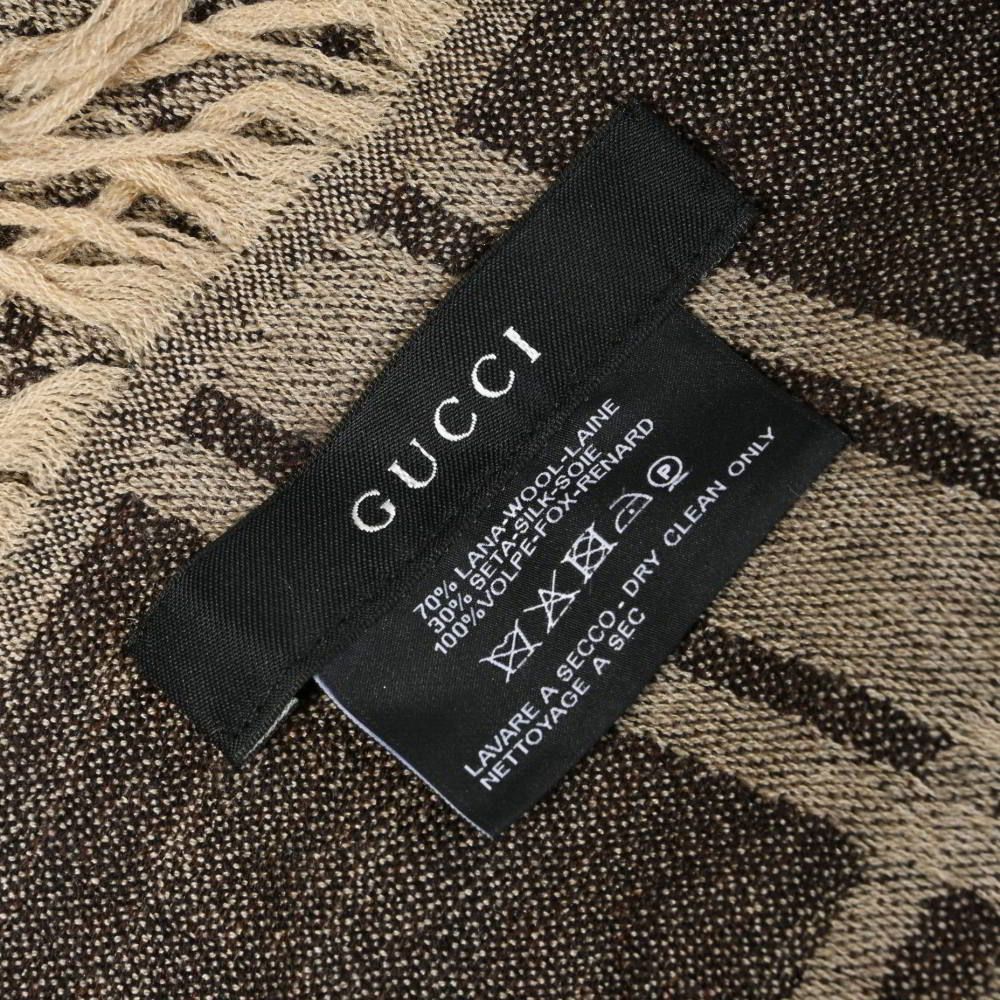 GUCCI フォックスファー付き シルク混 GG柄 ストール マフラー - メルカリ