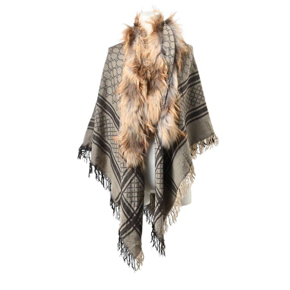 GUCCI フォックスファー付き シルク混 GG柄 ストール マフラー - メルカリ