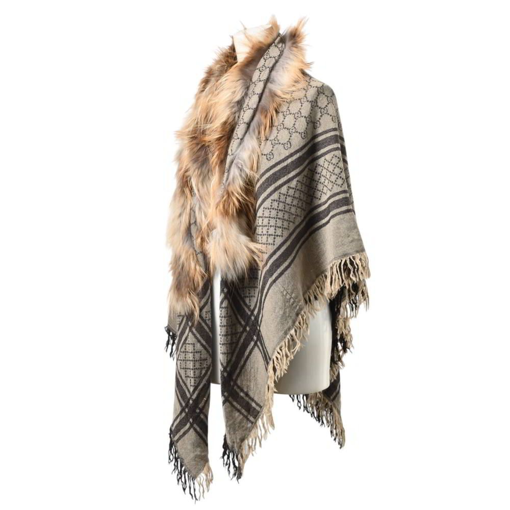 GUCCI フォックスファー付き シルク混 GG柄 ストール マフラー - メルカリ