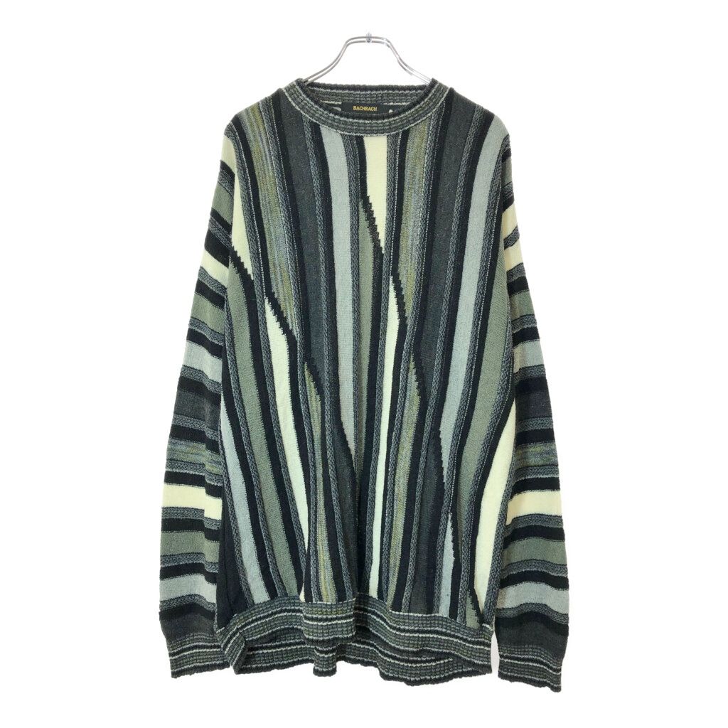 90年代 USA製 BACHRACH 3Dニットセーター ストライプ マルチカラー 