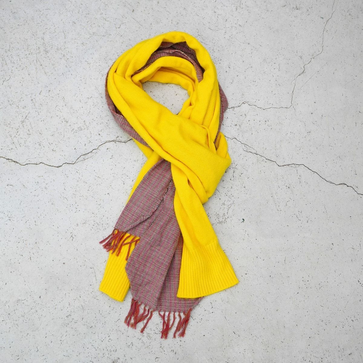 美品 LES SIX レ シス カシミヤ ニット マフラー ＋ フリンジ ストール