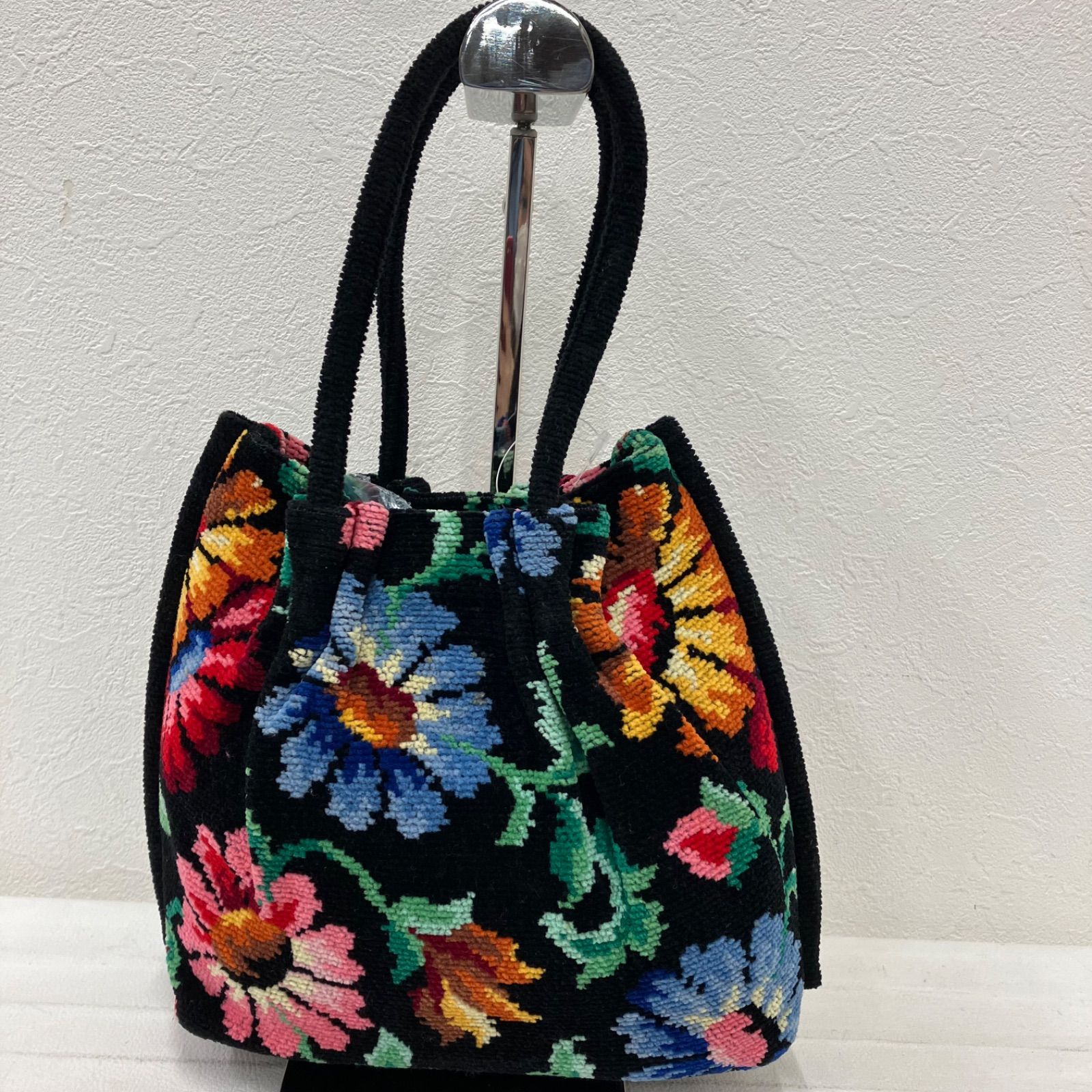 8150 FEILER フェイラー ハンドバッグ 花柄 マルチカラー ブラック系