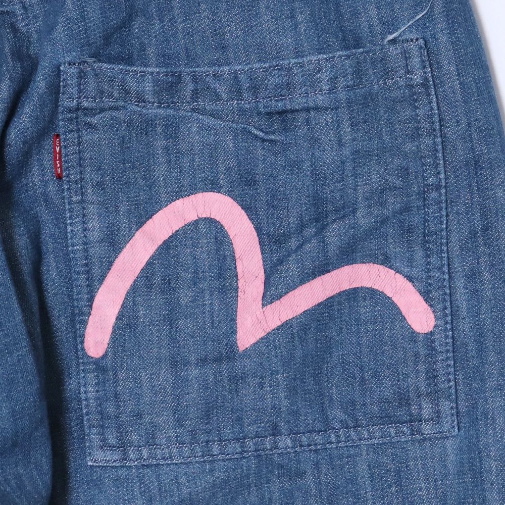 EVISU YAMANE ピンクカモメペイント デニムパンツ サイズ36 インディゴ