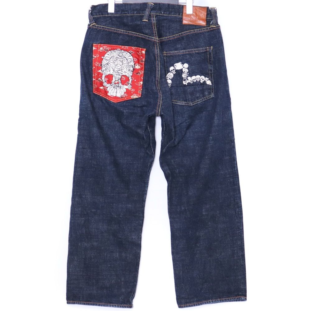 EVISU 和柄スカル カモメ刺繍 デニムパンツ W34 L35 インディゴ - メルカリ
