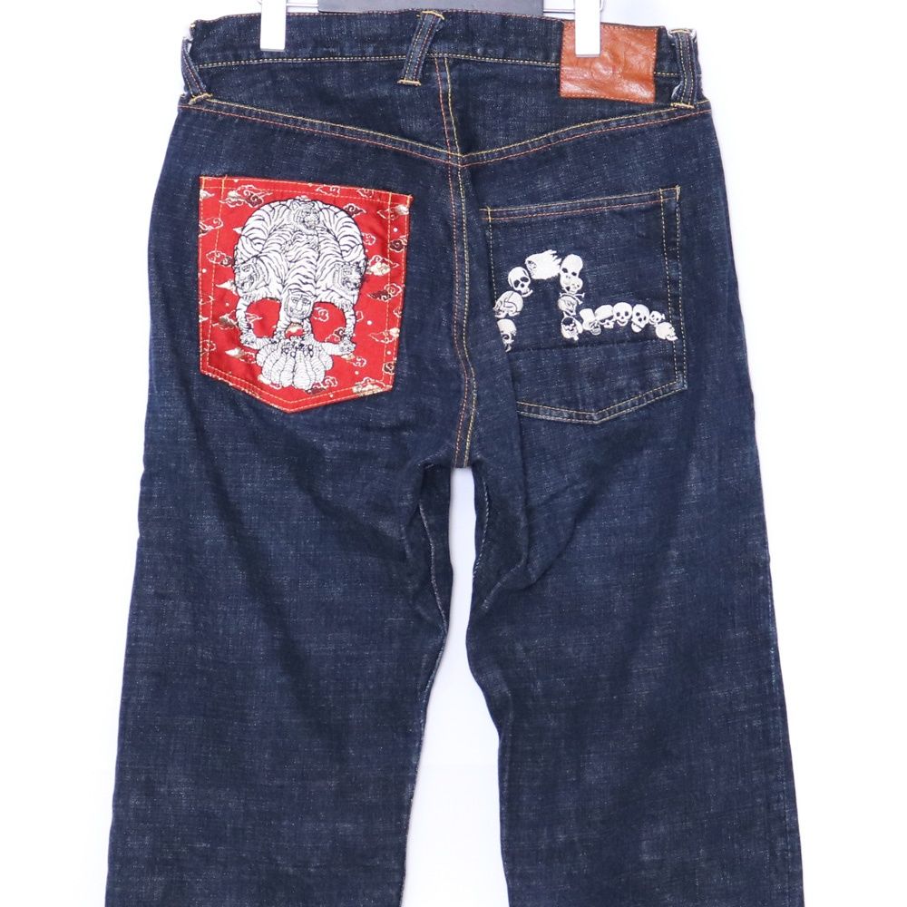 EVISU 和柄スカル カモメ刺繍 デニムパンツ W34 L35 インディゴ - メルカリ