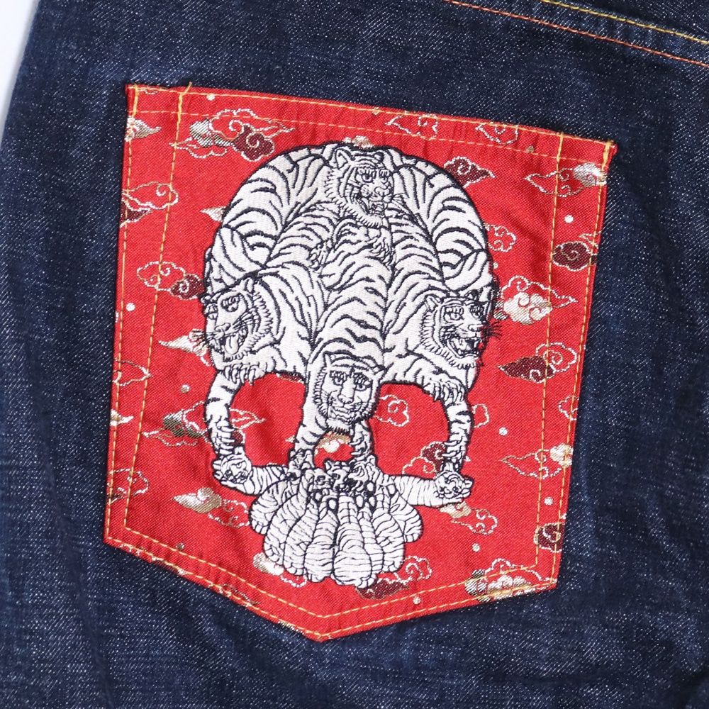 EVISU 和柄スカル カモメ刺繍 デニムパンツ W34 L35 インディゴ - メルカリ