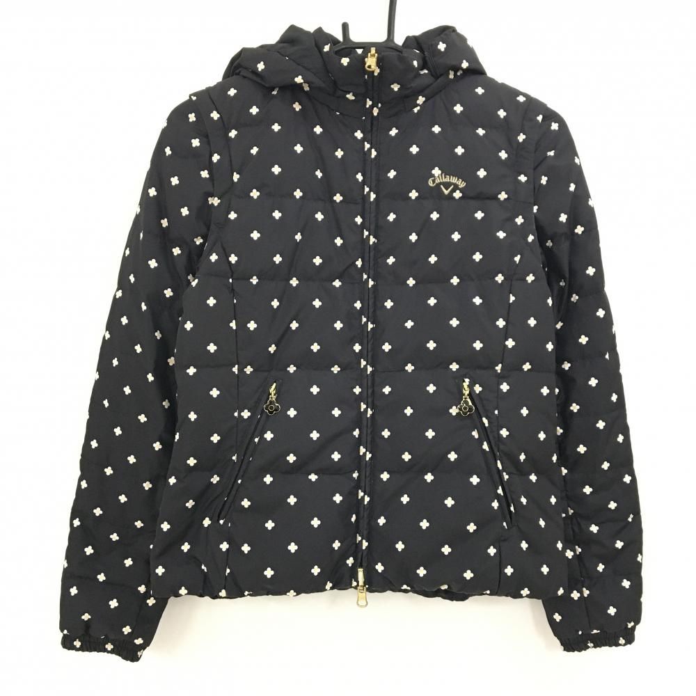 新品】キャロウェイ 4WAYダウンジャケット 黒×白 花柄 片面花型