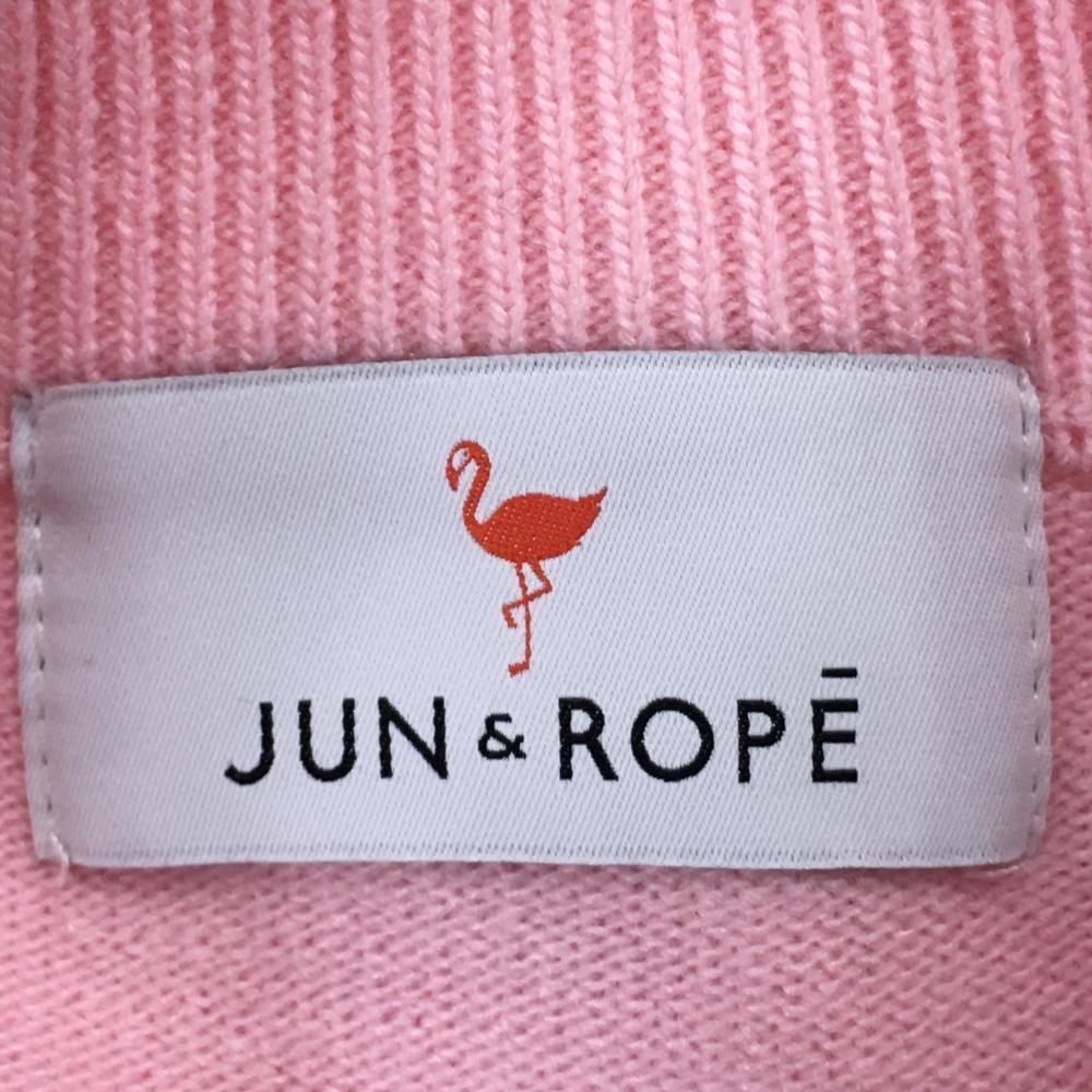 超美品】ジュンアンドロペ セーター ピンク 袖ロゴ ハイネック ニット