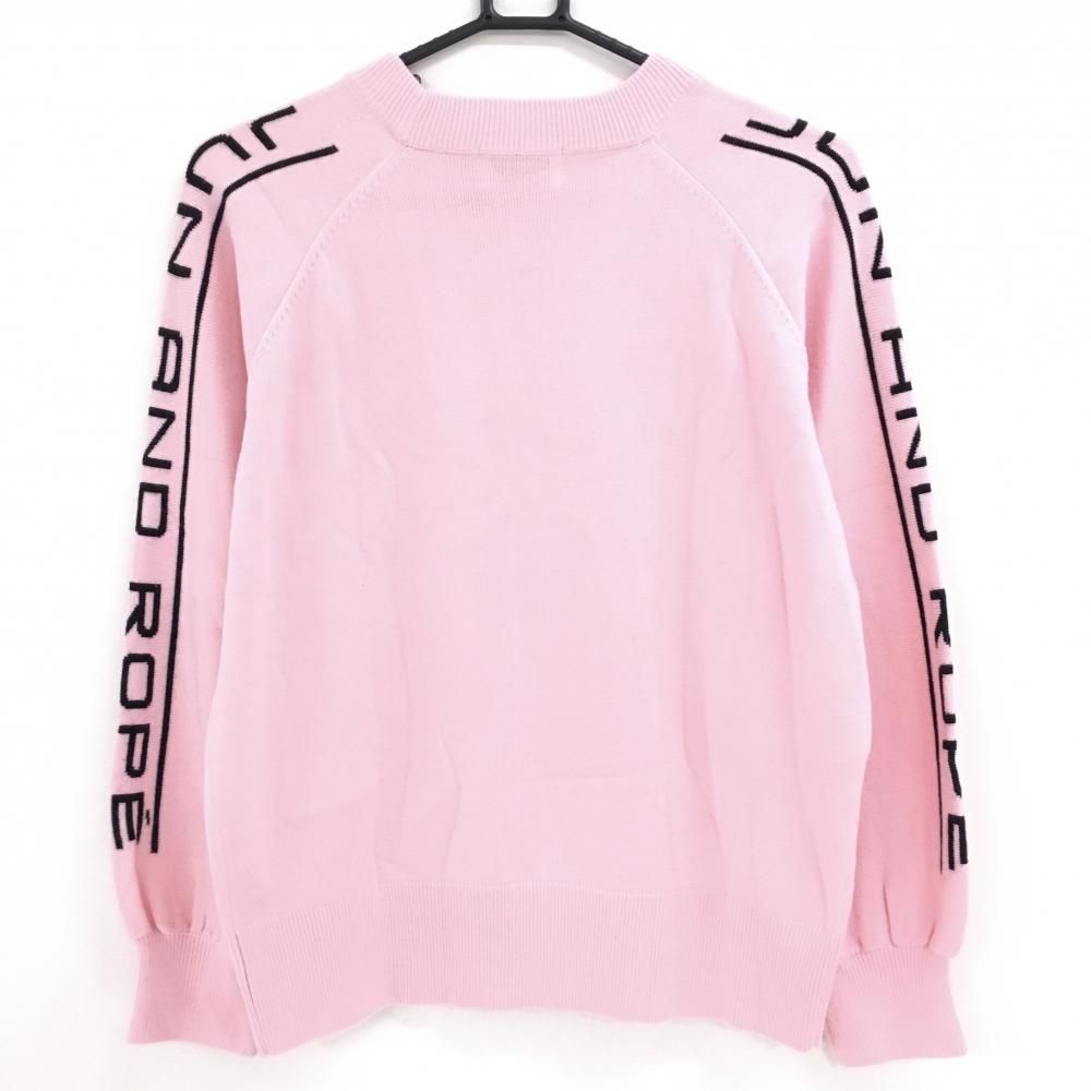 【美品】JUN&ROPE ジュンアンドロペ ゴルフ レディース スウェットL 超美品】ジュンアンドロペ セーター ピンク 袖ロゴ ハイネック ニット