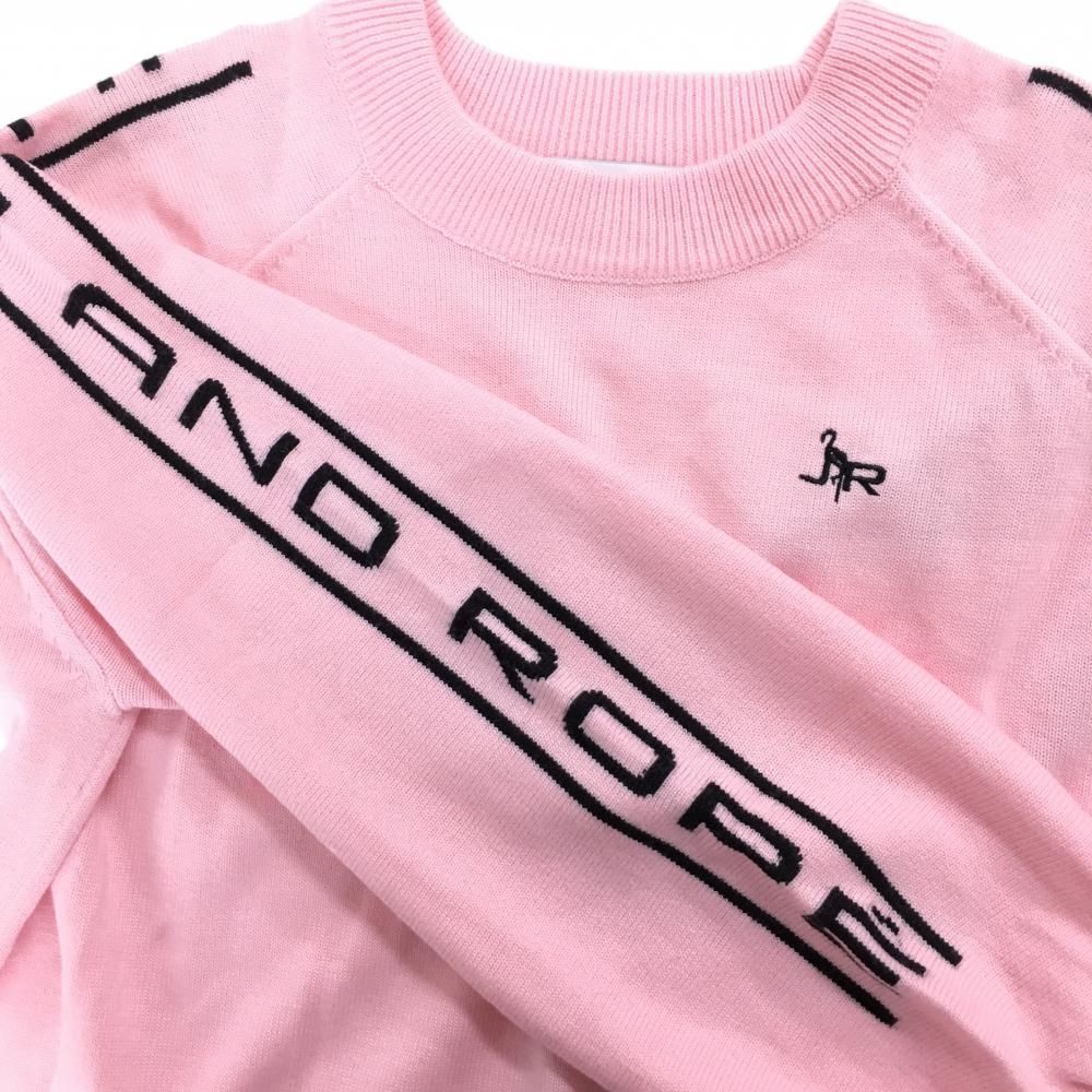 超美品】ジュンアンドロペ セーター ピンク 袖ロゴ ハイネック ニット