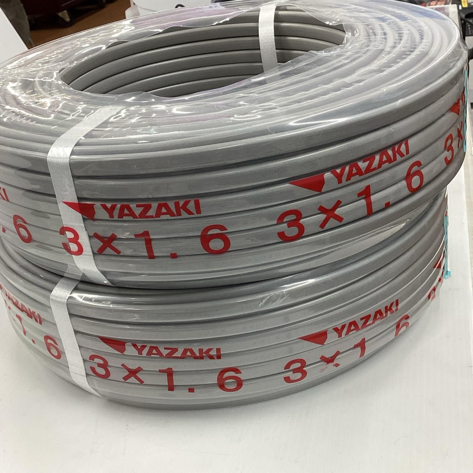 工具 電材 VVFケーブル YAZAKI ♥品 S 3芯 1 6 mm 100 m 0568 2巻セット 電設資材 材料 資材 DIY 工具