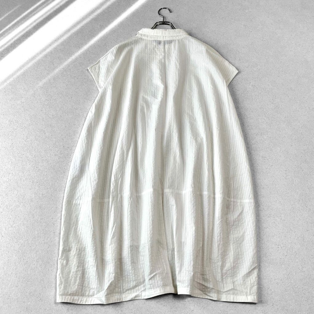 萌 MOYURU モユル ストライプ アシンメトリー 変形 シャツワンピース