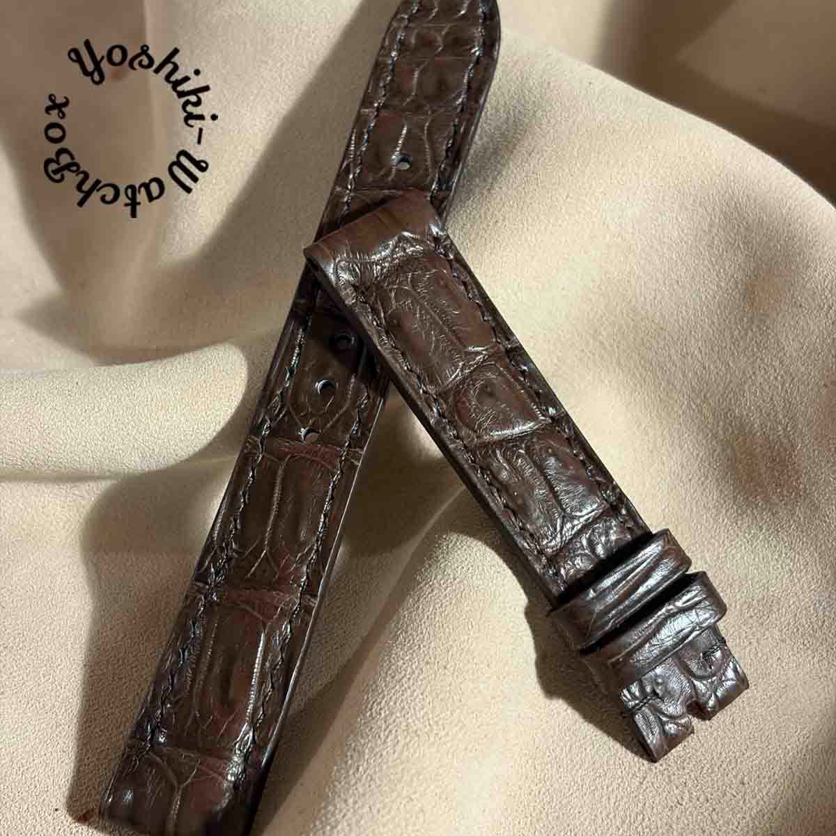 cro-1916 クロコダイル 腕時計ベルト ブラック ラグ幅18mm cro-1916