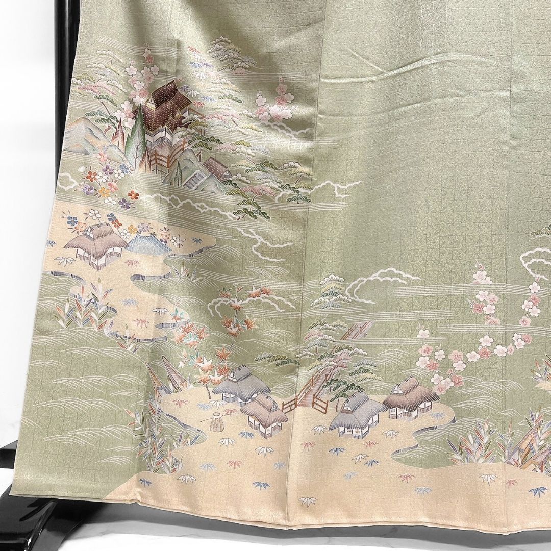 千總 金通し 金駒刺繍 刺繍 色留袖 茶屋辻 楓 松竹梅 着物 013b p ms