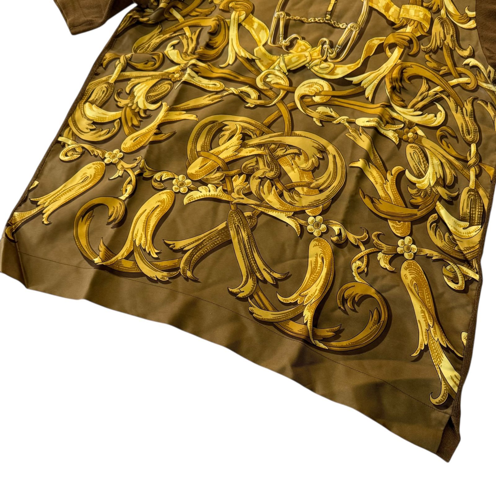 古着◇エルメス◇シルク混 プルオーバーシャツ ポロシャツ 切替ニット