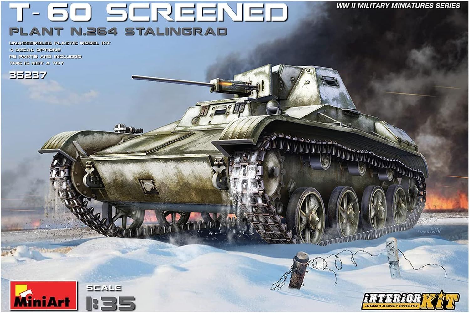 新品 ミニアート インテリアキットシリーズ 1/35 WW.II ソビエト軍 T-60 増加装甲型 スターリングラード第264工場製 プラモデル MA35237 [佐川急便]