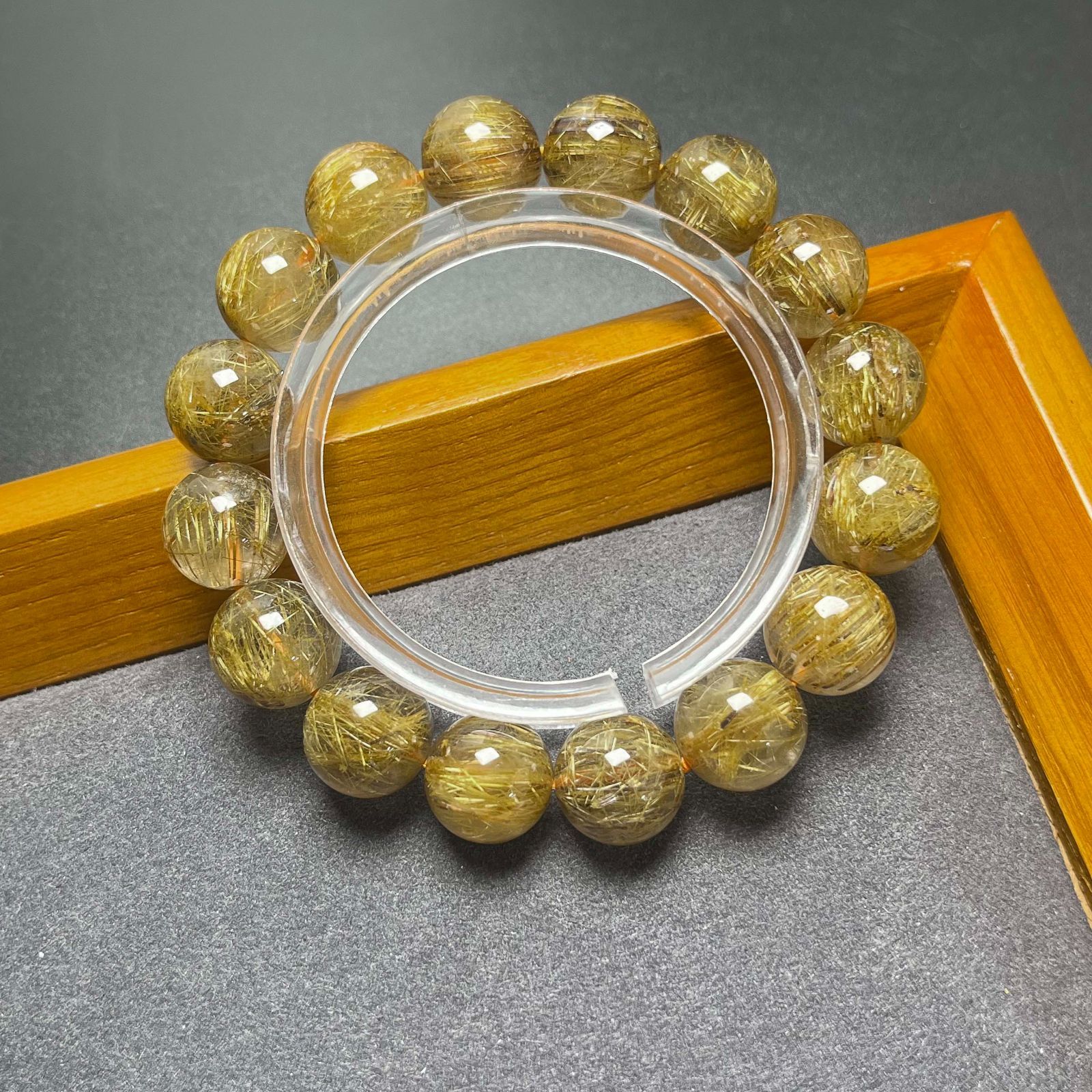 天然水晶☆【80Aブラックシルバールチル】☆銅銀針水晶ブレスレット