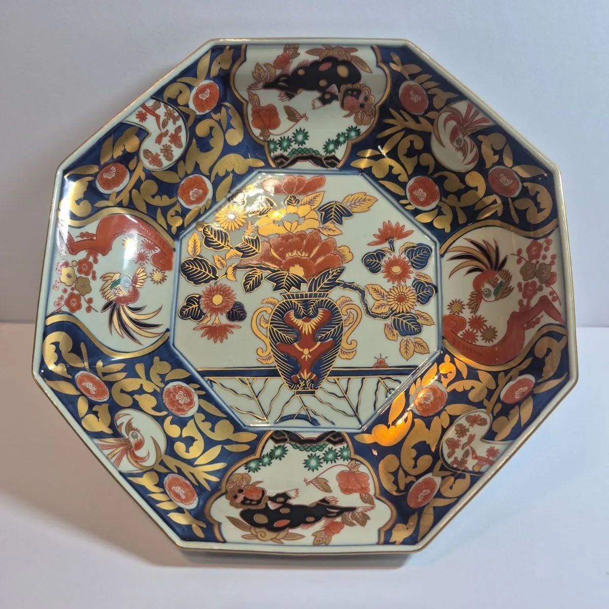 林九郎窯 有田焼 波佐見焼 金唐草花篭図 八角鉢 林九郎窯 有田焼