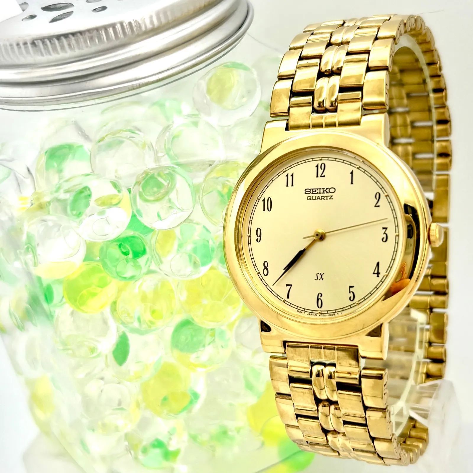 美品/新品電池】SEIKO セイコー メンズ 腕時計 ゴールド V701-1K00