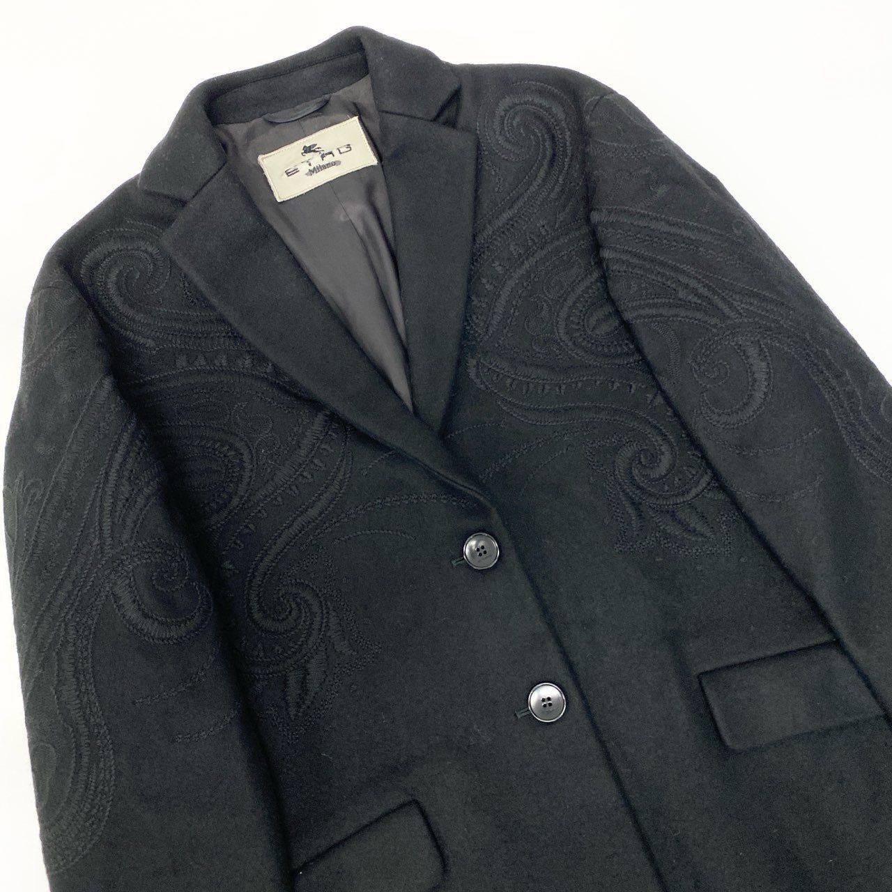 82a15 ETRO エトロ チェスターコート ロングコート ペイズリー 刺繍