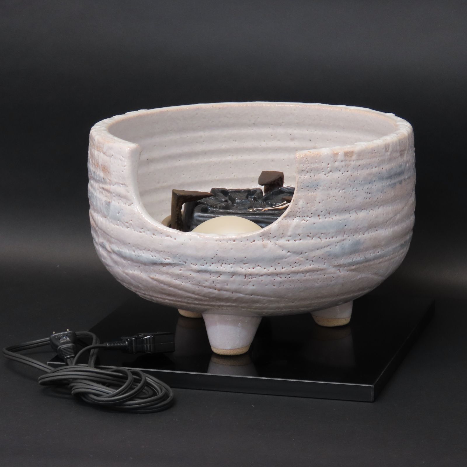 02s67 美品 志野道安型 電熱式風炉 野々田式 裏千家用 径30cm/茶道具