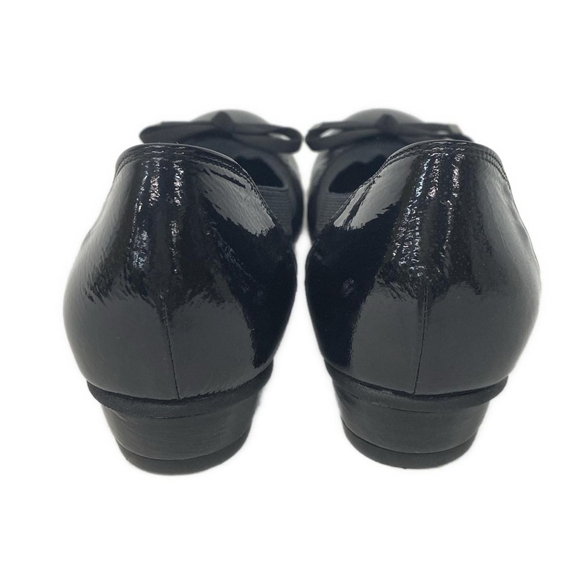 DIANA リボン付き黒ラメフラットシューズ　ダイアナ アルテミス バイ ダイアナ artemis by DIANA つま先グリッターリボン