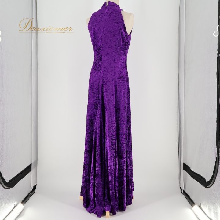 【美品 日本製 フラダンス衣装】パープル Paondor ワンピース ドレス 紫 フラダンス 衣装 ワンピース ドレス Andy's パープル系 ベロア