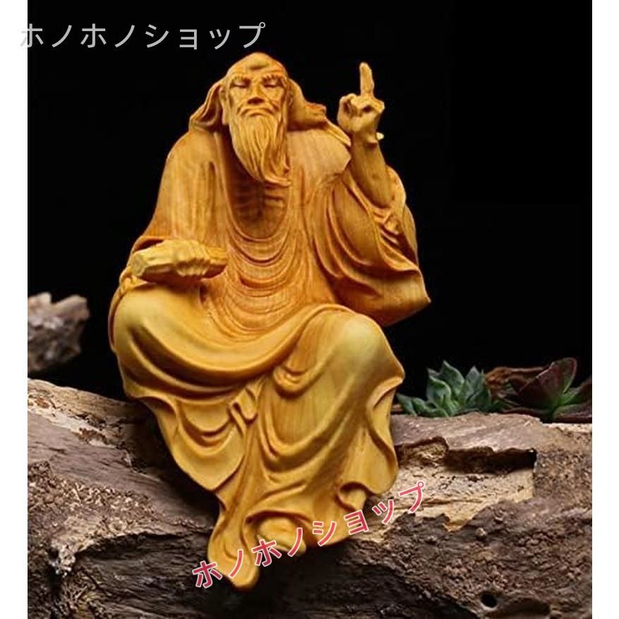 木彫り 老子 像 天然木 彫刻 置物 インテリア - メルカリ