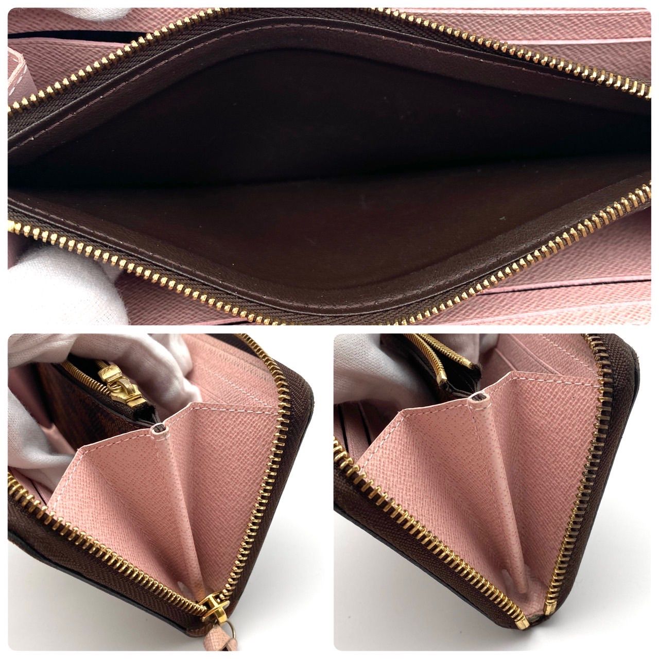 ルイヴィトン ダミエ ポルトフォイユ クレマンス 長財布 ローズバラ