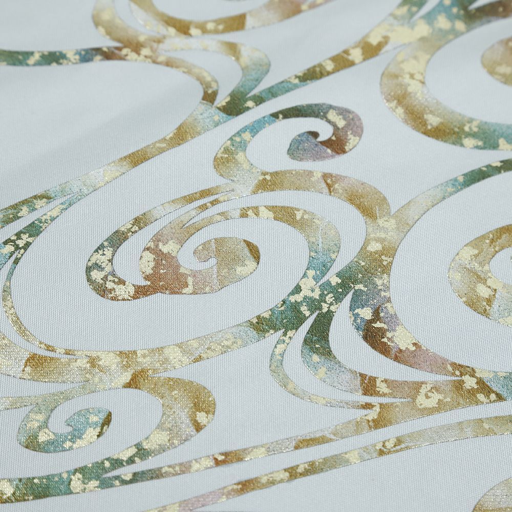 名古屋帯 正絹 堀省平 ブルーグレー 塩瀬 観世水 流水 金彩友禅