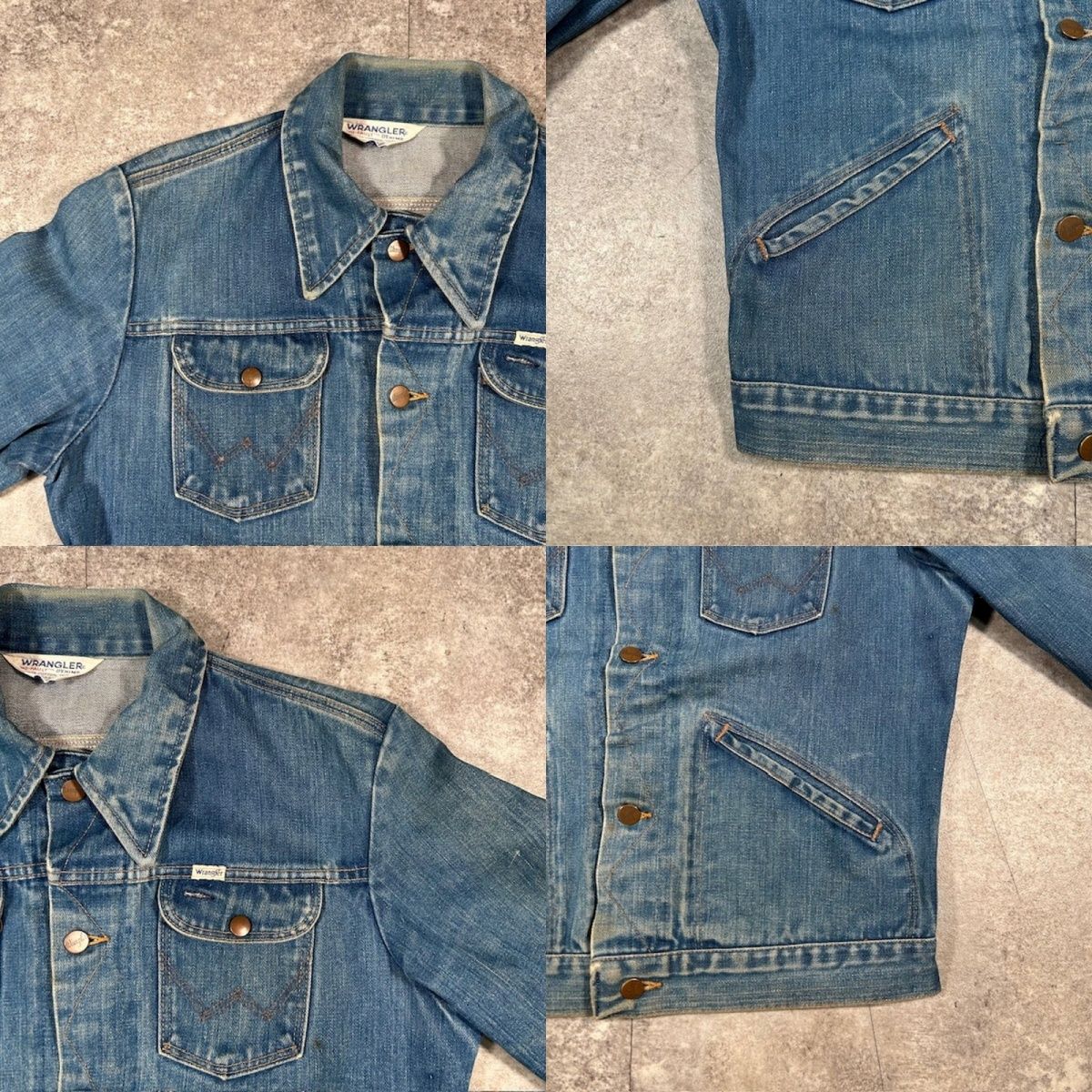 80s wrangler ラングラー　USA製 三角タグ　デニム　ジャケット 1980's Wrangler デニムジャケット 4つポケ USA製 白三角タグ